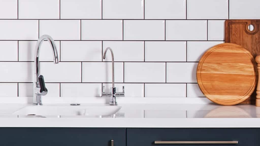 Metro white with grey grout