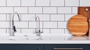 Metro white with grey grout